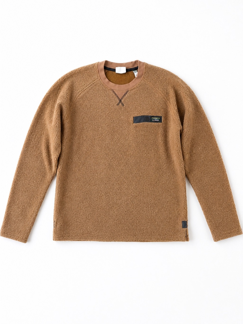 L.L. Bean Sherpa Fleece Pullover Sweatshirt Camel Teddy Crewneck Medium
